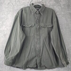 Five Brother Chamois Button Shirt Mens Size 2XL Green Pockets Long Sleeve Flaw‎